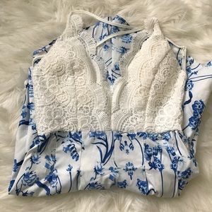 •Lace Blue/White Romper